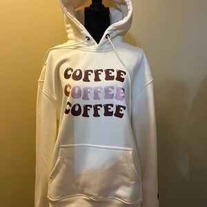 Cozy Cream Coffee Print Hoodie/Medium but Oversized